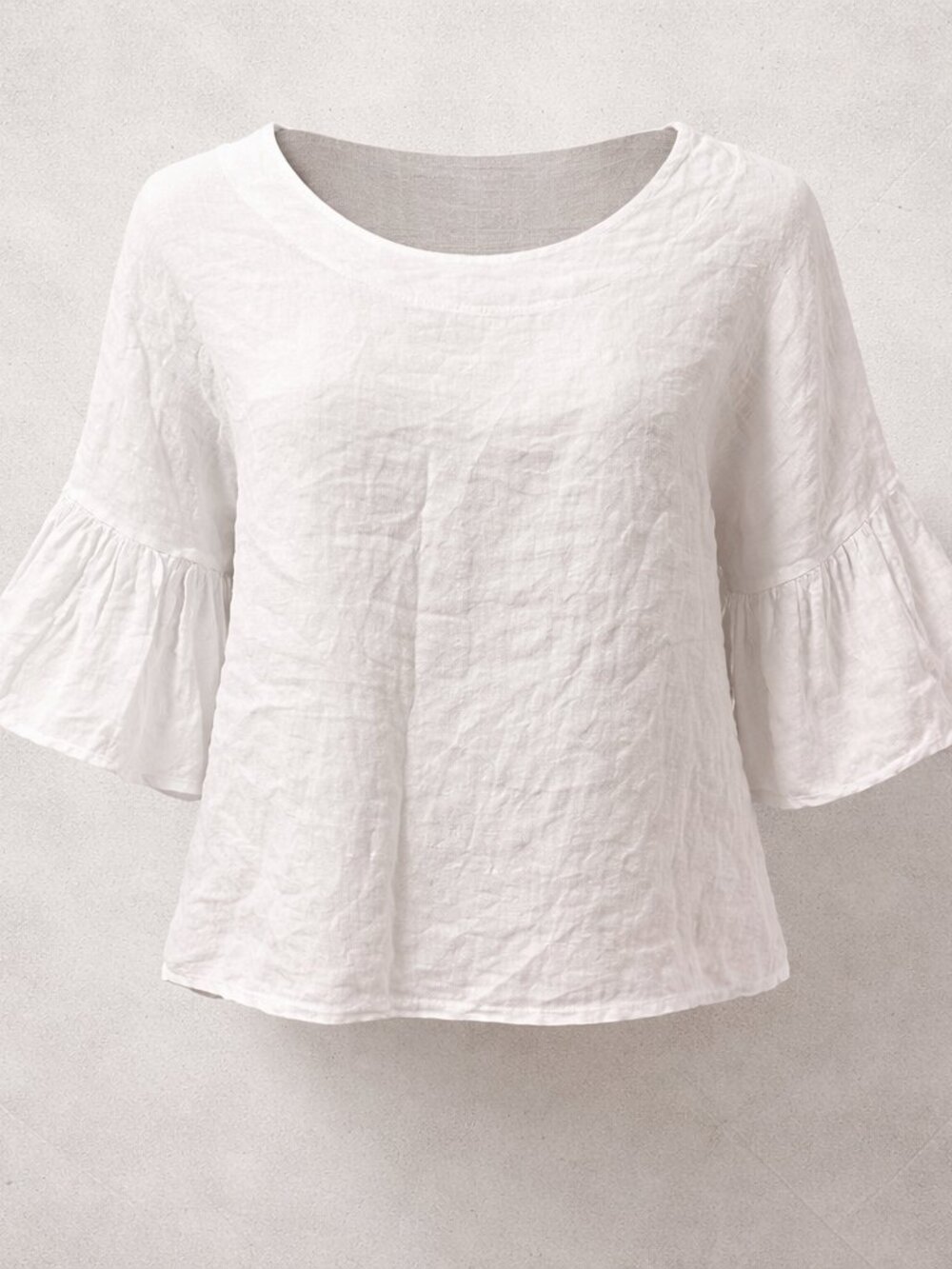 NWT Viola Borghi White Linen Flutter Sleeve Top - 100% Pure Linen L